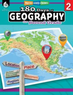 Shell Education 180 Days Of Geography Workbook, Grade 2